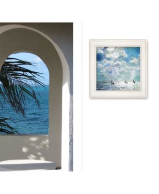 Sailing White Waters by Bluebird Barn Group, Ready to hang Framed Print, White Frame, 15" x 15"