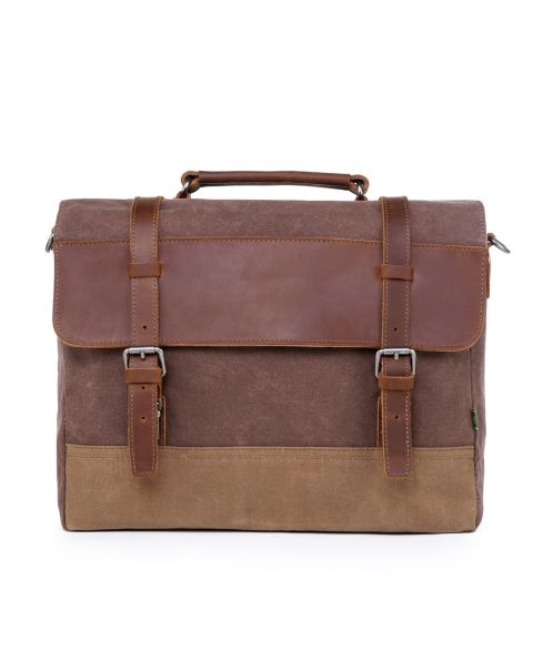 Женская сумка TSD BRAND Stone Creek Waxed Canvas Briefcase, цвет: Коричневый
