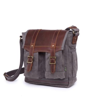 TSD Brand Turtle Ridge 4-Pocket Canvas Crossbody Bag