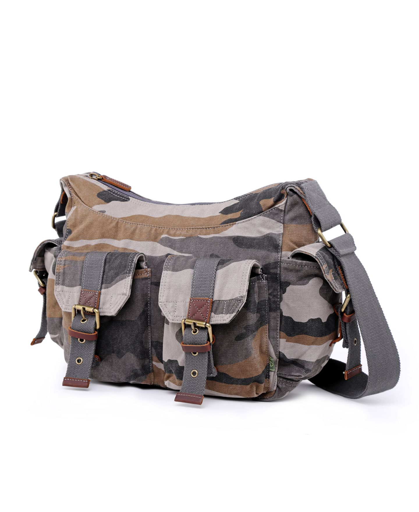 Женская сумка TSD BRAND Camo Canvas Messenger, цвет: Серый — фото 2