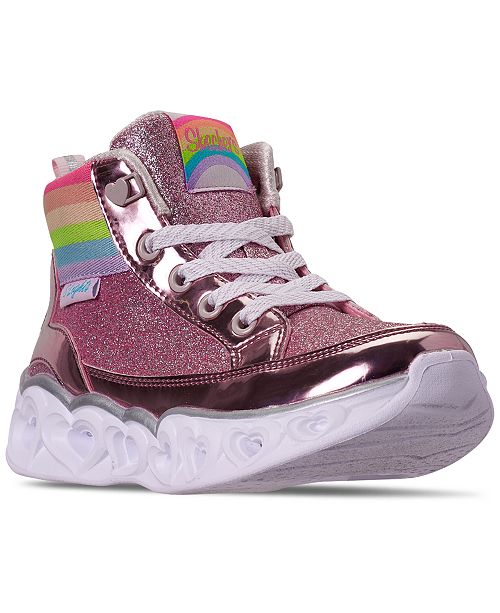 Skechers Little Girls Heart Lights Rainbow Diva High Top Light Up