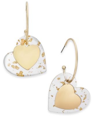 INC International Concepts - Gold-Tone Resin Heart Drop Earrings