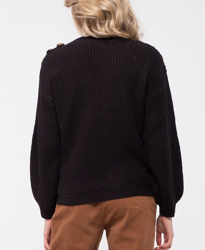 Blu Pepper Button Shoulder Knit Sweater & Reviews - Sweaters - Women ...