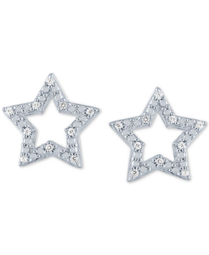 Macy's Diamond Accent Star Stud Earrings in Sterling Silver & Reviews ...