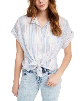 Planet Gold - Juniors' Tie-Front Blouse