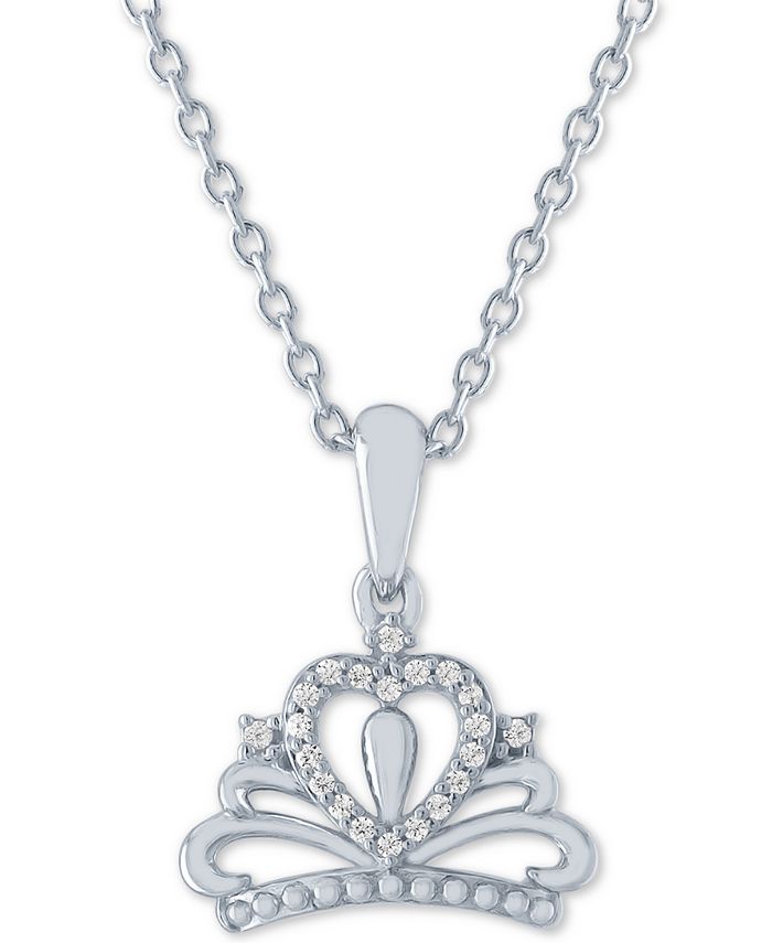Macy's - Diamond Accent Crown 18" Pendant Necklace in Sterling Silver