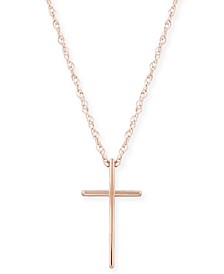 Solid Cross Necklace Set in 14k Yellow, White or Rose Gold