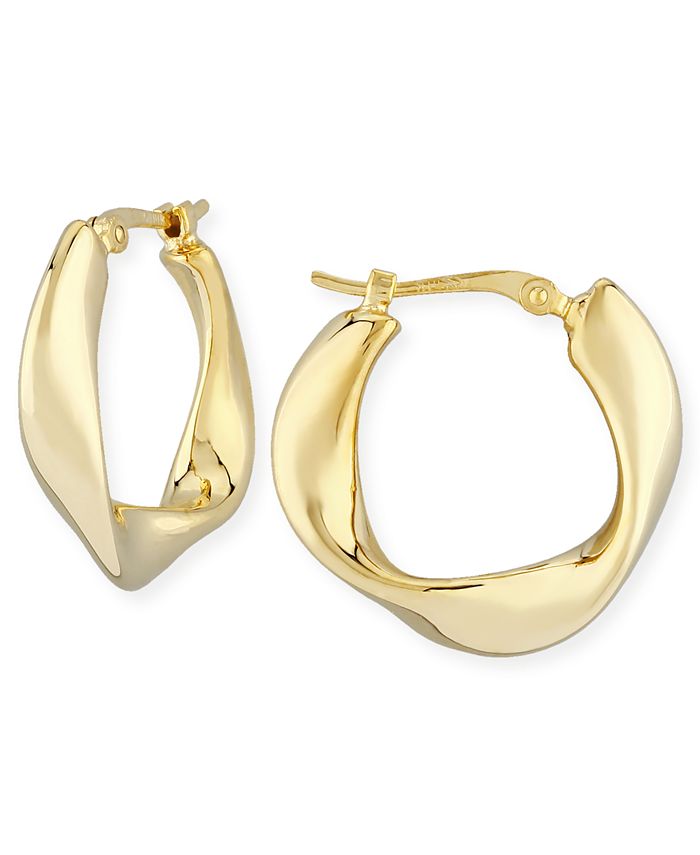 Macy's - Flat Twist Hoop Earrings Set in 14k Gold