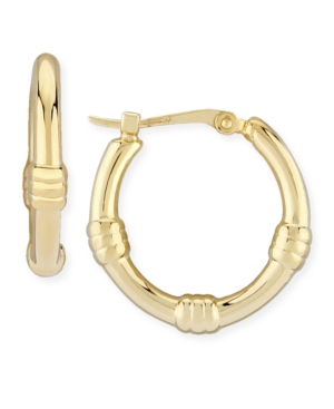 image of Bamboo Hoop Earrings Set in 14k Gold
