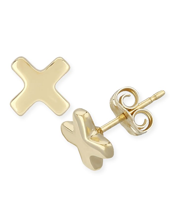 Macy's - "X" Shape Stud Earrings Set in 14k Yellow Gold (8mm)