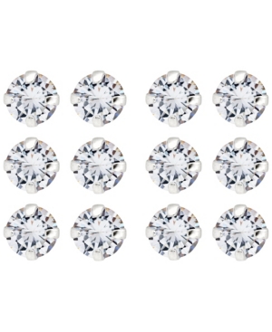 image of Link Up 6-Piece Set Sterling Silver Crystal Stud Earrings