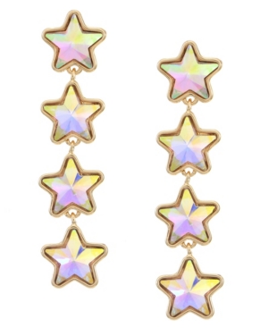 image of Trifari Gold-Tone Star Linear Earrings
