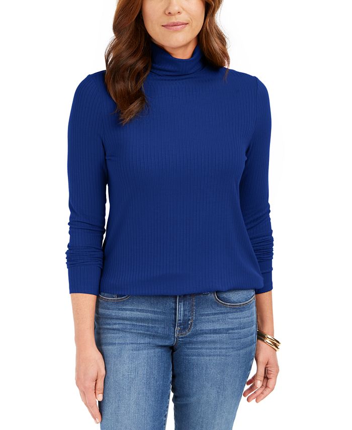 Charter Club Heathered Ribbed Turtleneck Top, Created for Macy's Macy's