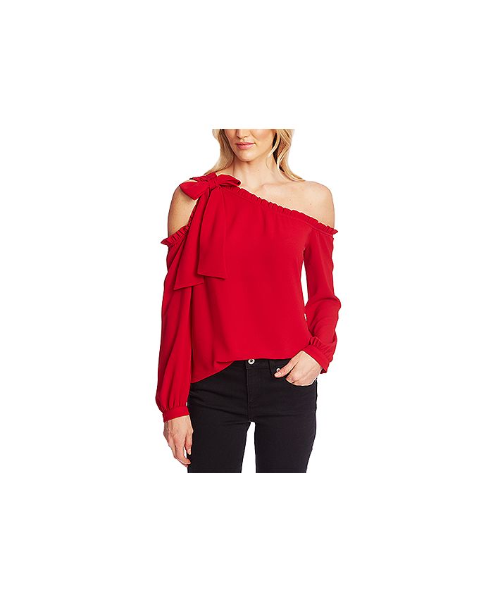 CeCe Ruffled One-Shoulder Bow Blouse - Macy's