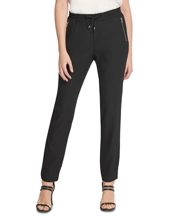 DKNY Drawstring-Waist Zippered-Pocket Pants - Macy's