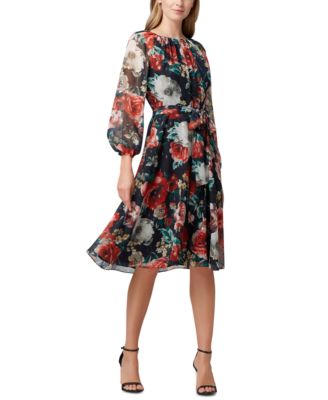 Tahari ASL - Printed Foil Chiffon A-Line Dress