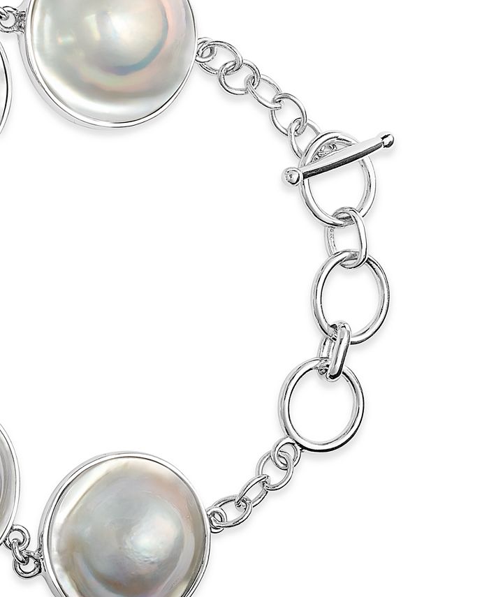 Macy's - Cultured Button Blister Pearl (18-20mm) Bracelet in Sterling Silver