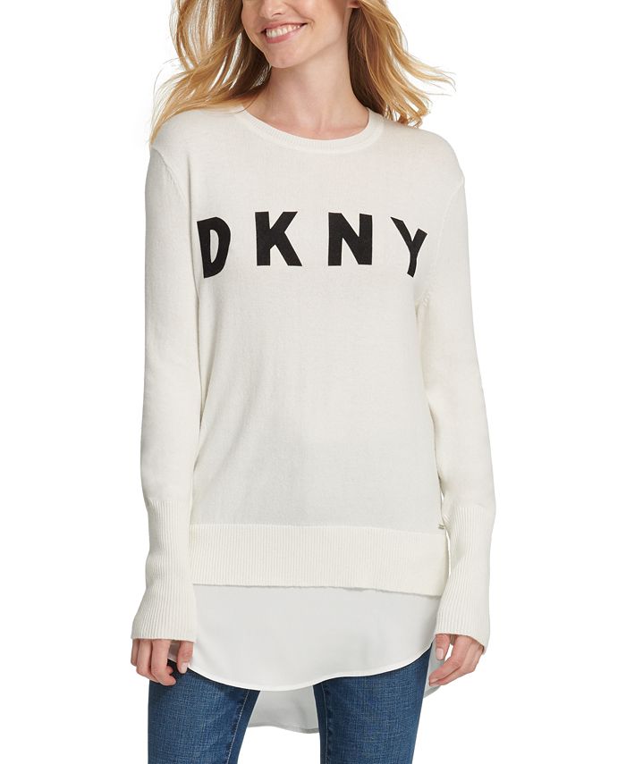 DKNY Layered-Look Logo Sweater - Macy's