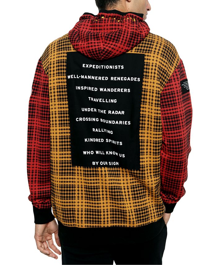 Diplomacy Men's The Red Hood Colorblocked Houndstooth Plaid Patch