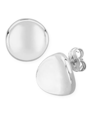 Dapped Disc Stud Earrings Set in 14k White or Rose Gold (10mm)