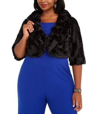 plus size faux fur shrug