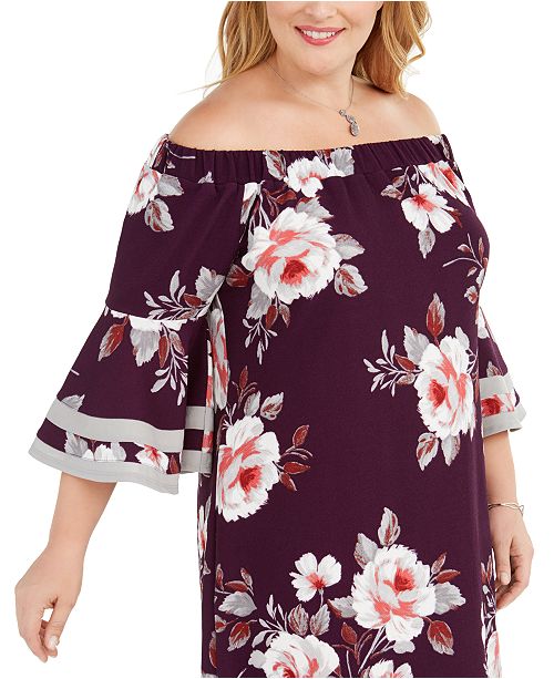 Love Squared Trendy Plus Size Off The Shoulder Floral Dress