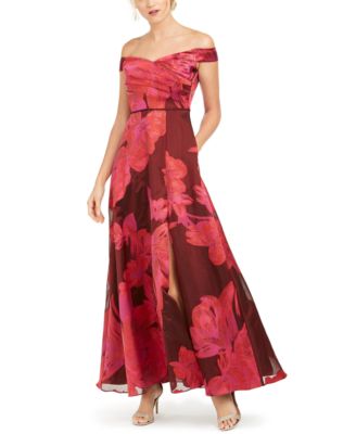 adrianna papell printed organza ball gown