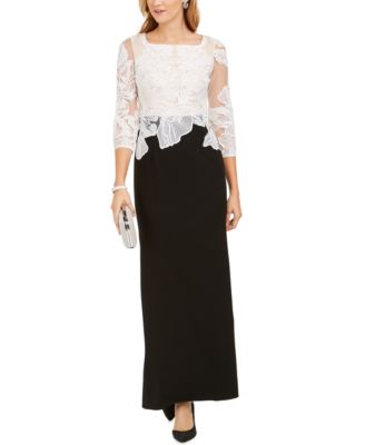 adrianna papell floral embroidered dress