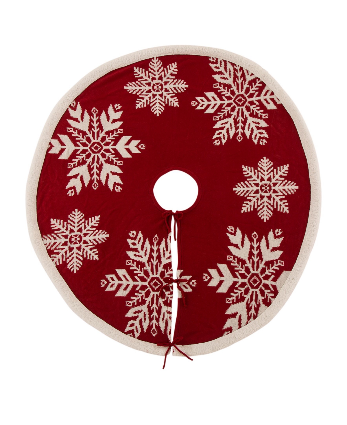 48"D Knitted Snowflake Acrylic Christmas Tree Skirt - Red