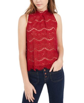 Love, Fire - Juniors' Sleeveless Eyelash-Lace Top
