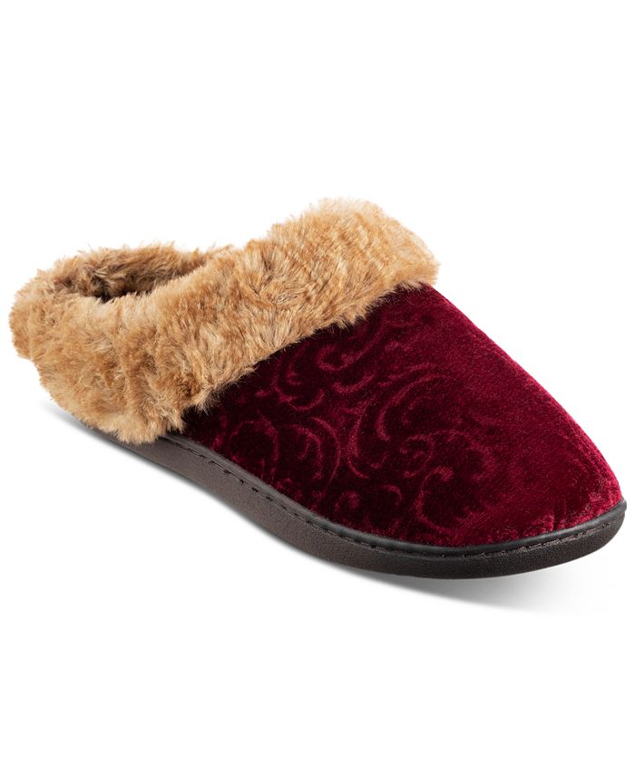 Isotoner Signature Women's Boxed Patterned Velour Hoodback Slippers ...
