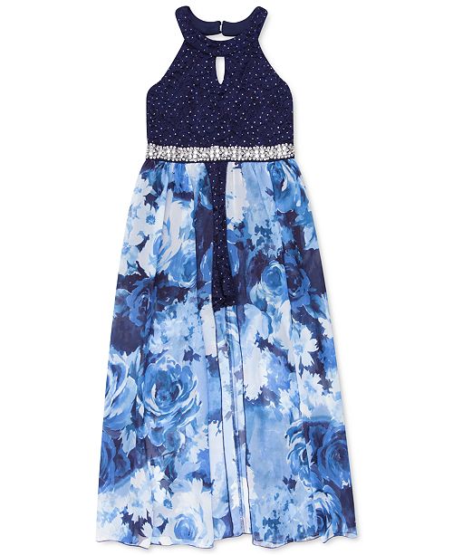 Speechless Big Girls Glitter Lace Walk Through Maxi Dress