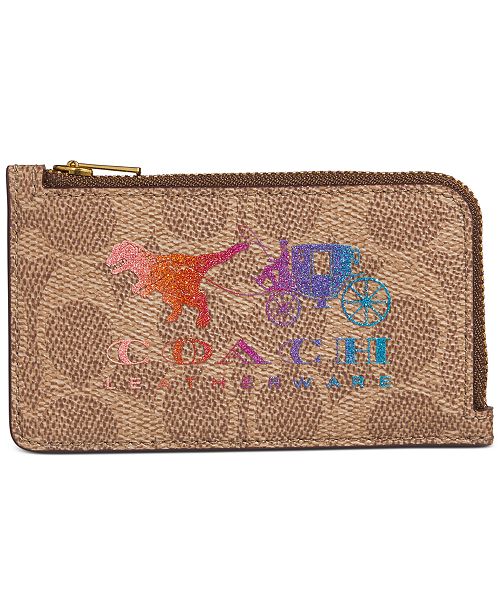 COACH Coated Canvas Signature Rexy and Carriage Zip Card Case & Reviews Handbags & Accessories