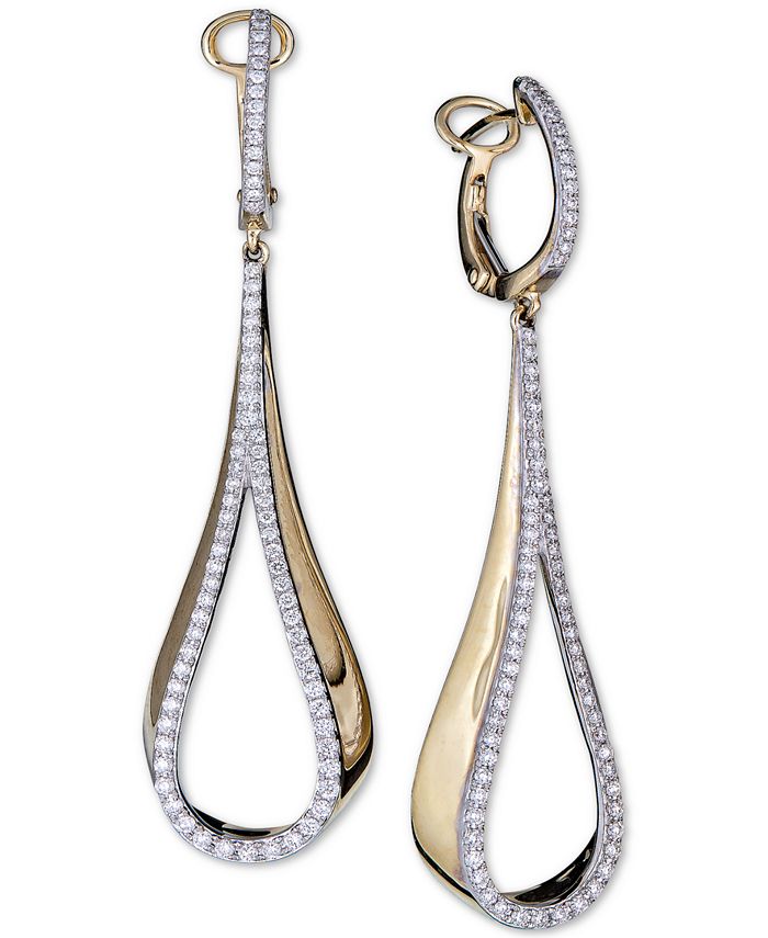 Macy's - Diamond Teardrop Drop Earrings (3/4 ct. t.w.) in 14k Gold