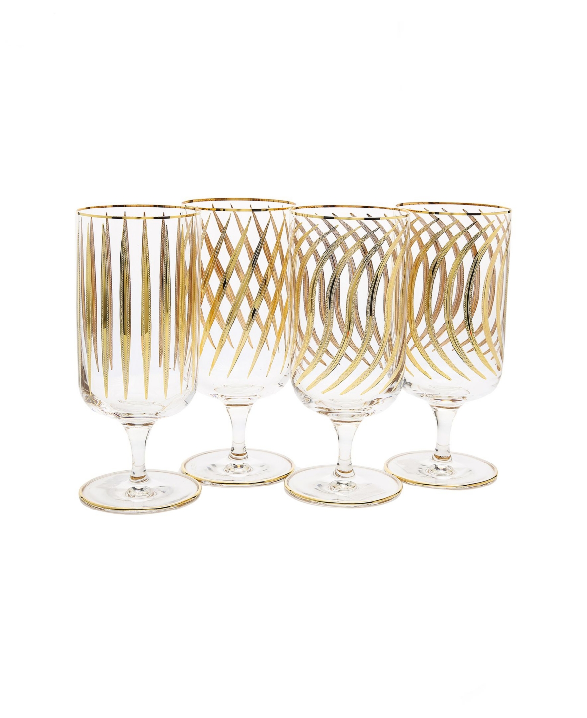 Classic Touch Set of 4 Mix and Match Drinking Glasses with 24KDesign - Gold