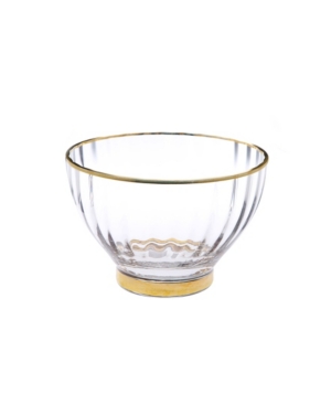 Shop Classic Touch 9" Glass Textured Salad Bowl With Vivid Gold Tone Rim And Base In Clear