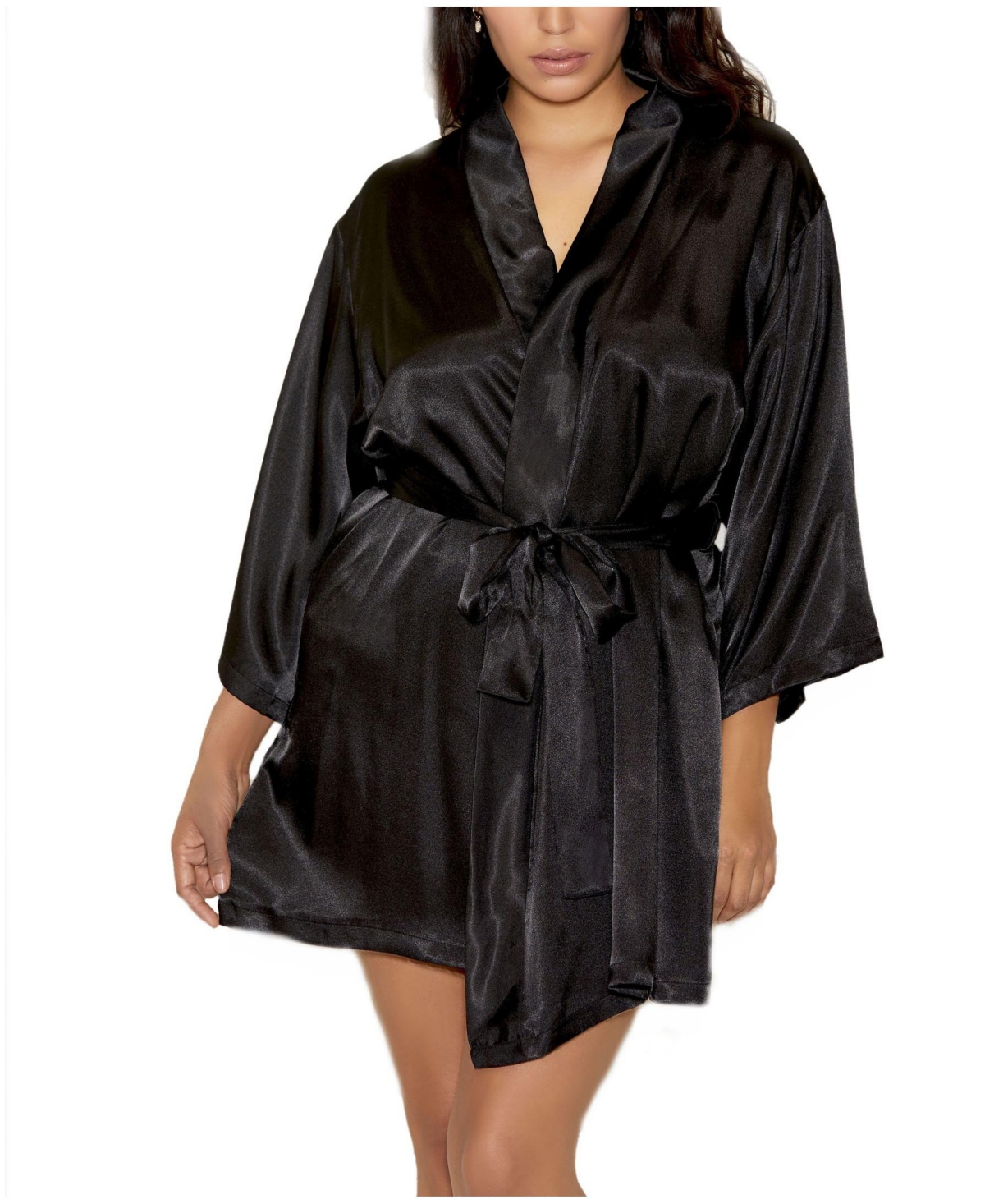 iCollection Plus Size Ultra Soft Satin Lounge and Poolside Robe