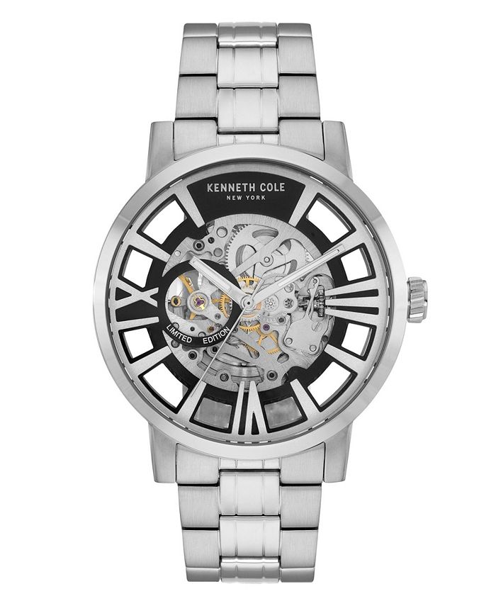 Kenneth Cole New York Men's Silver-Tone Stainless Steel Bracelet Watch ...