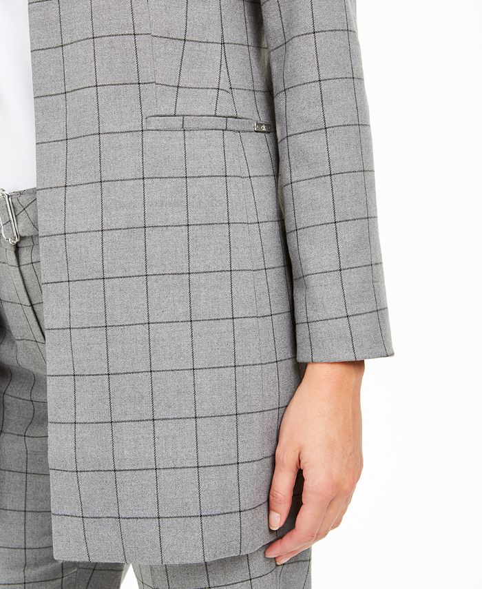Calvin Klein Collarless Plaid Topper Jacket Macy's