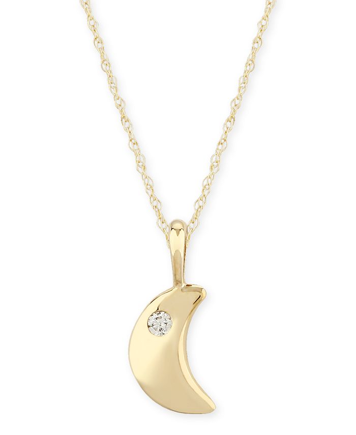 Macy's - Diamond Accent Solid Cresent Moon Pendant in 14K Yellow Gold