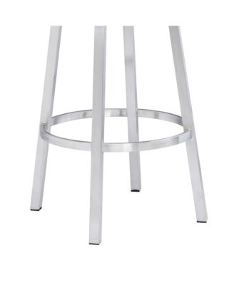 Madrid 30" Bar Height Swivel Gray Artificial leather and Brushed Stainless Steel Bar Stool