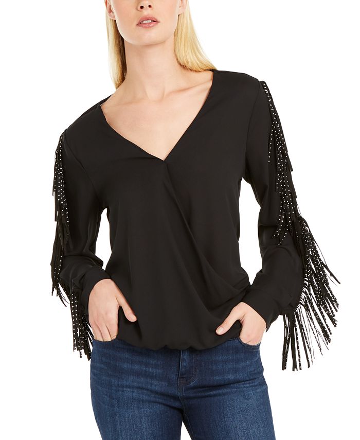 Silver studded fringe sleeve top PLUS JJT5009P main image 0