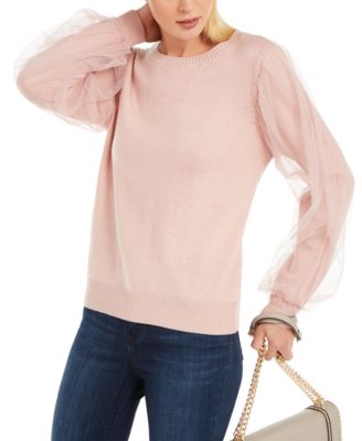 Tulle-Sleeve Sweater 