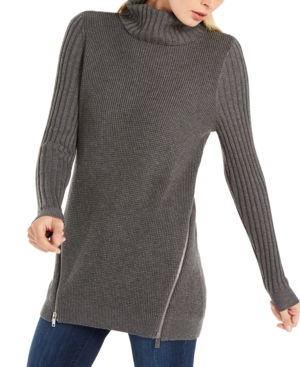 image of Inc Zipper-Trim Tunic Sweater, Created for Macy-s