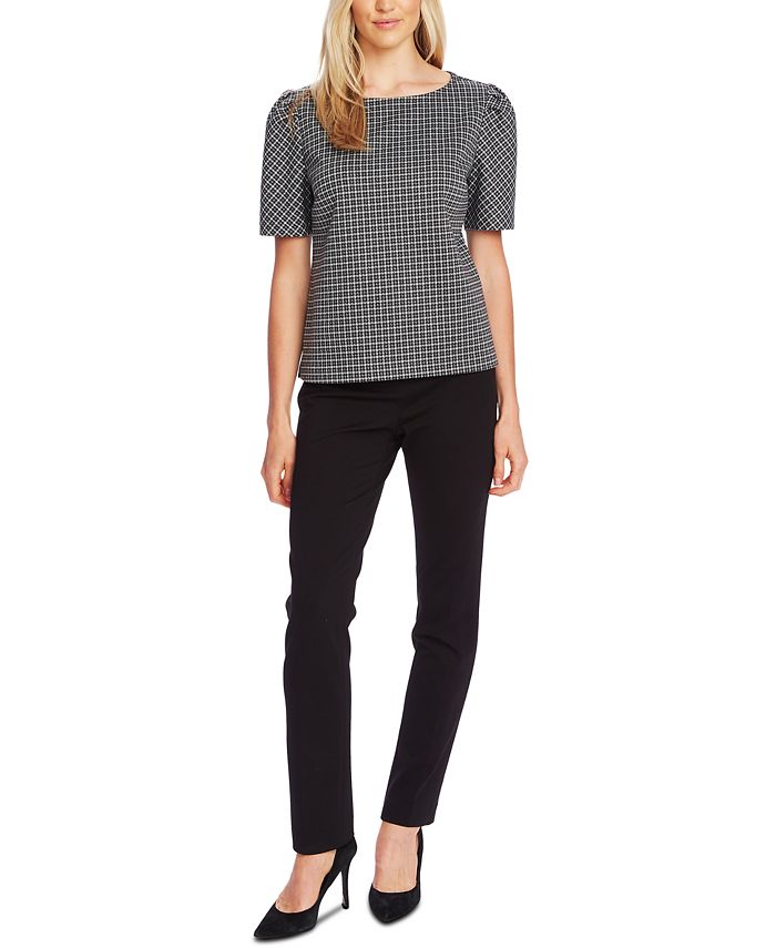 Vince Camuto Checked Elbow-Length-Sleeve Top & Reviews - Tops - Women ...