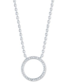 Diamond Accent Circle 18" Pendant Necklace in Sterling Silver