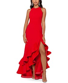 Petite Ruffled High-Low Gown
