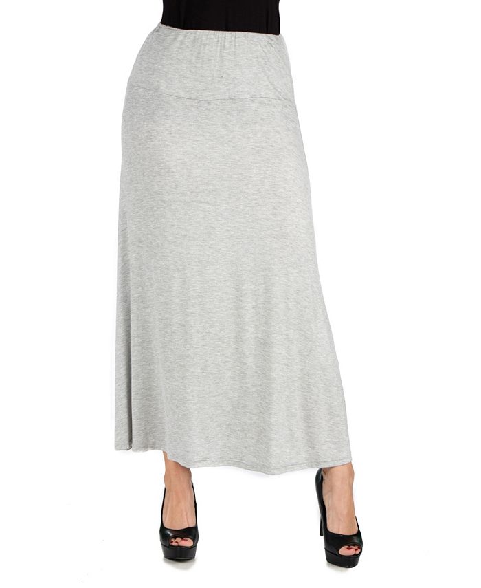 24seven Comfort Apparel Women Elastic Waist Solid Color Maxi Skirt - Macy's