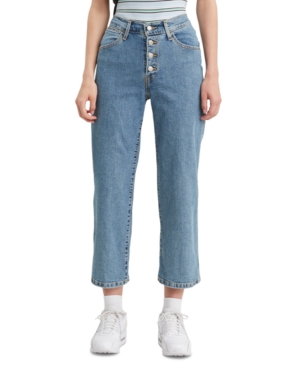 Levi's Mile High Cropped Button-fly Jeans In Stoned Out