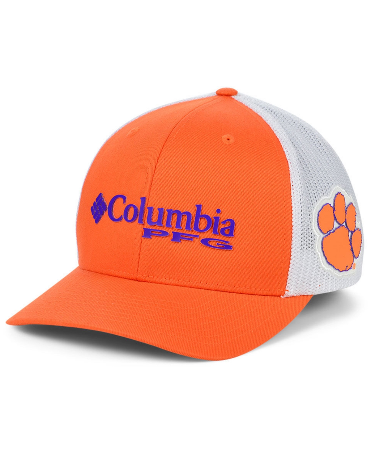 Shop Columbia Clemson Tigers Pfg Stretch Fitted Cap In Orange,white